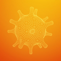 Corona Virus virion of Coronavirus. Covid virus that caused epidemic of pneumonia in China. Wireframe low poly mesh vector illustration.