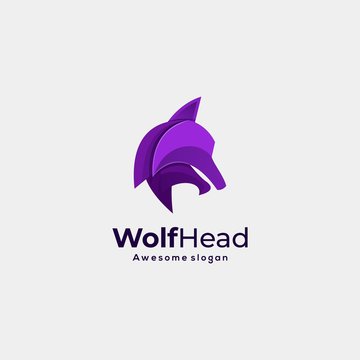 Vector Logo Illustration Wolf Head Colorful Style.