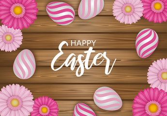 easter greeting card with eggs and flowers
