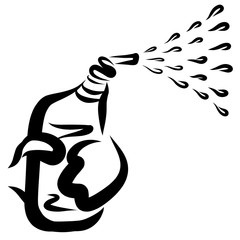 spray gun in hand, disinfection and treatment of plants