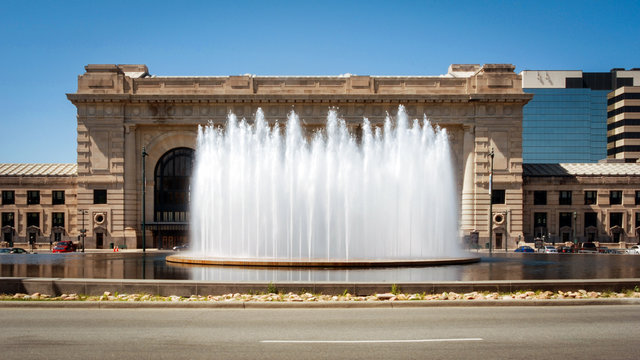 Fountains Outside Of Union Station In Kansas City