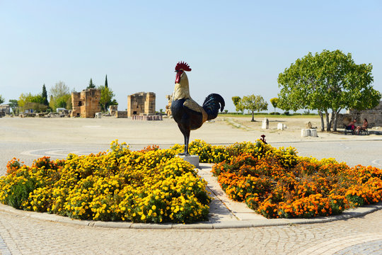 pamukkale cock on a pedestal symbol turkey monument