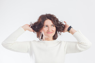 Naklejka premium woman in white clothes isolated