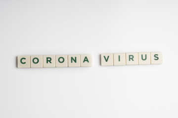 Corona Virus text on white background. Covid-19 or coronavirus concept.