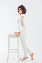 woman in white clothes isolated
