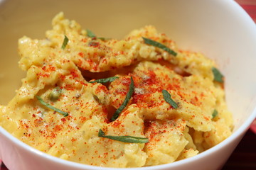 Jhunka or Zunka or pithale, a chickpea flour porridge, a vegetarian traditional Indian dish prepared in Maharashtra, Goa and Karnataka part of India