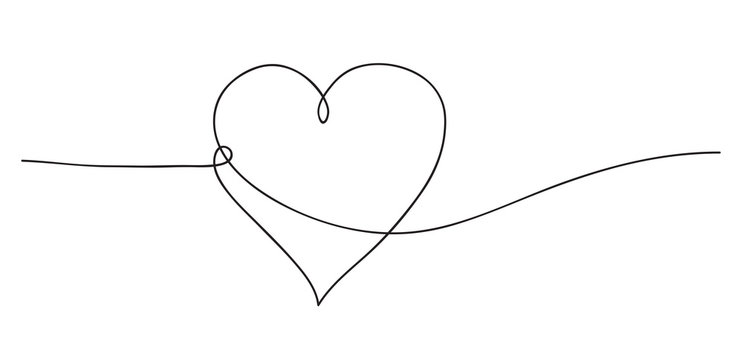 Naklejki Heart. Abstract love symbol. Continuous line art drawing vector illustration