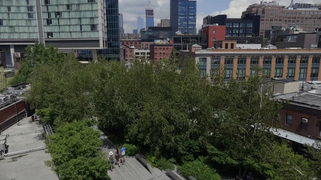 High Line park in New York City - high angle view