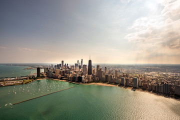 Aerial view of Chicago waterfront