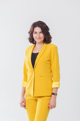 yellow women suit alone