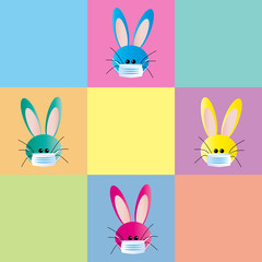 cute corona easter bunnies with masks