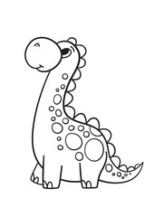 Dinosaur coloring book page for children. Cute cartoon dinosaur. Black and white illutration