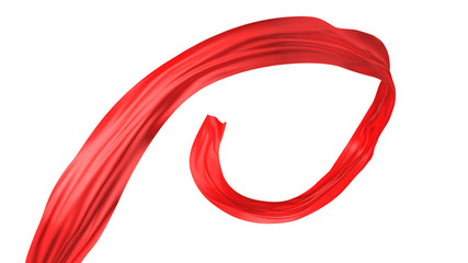 3d illustration of red silk on white background