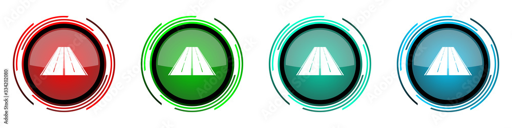 Poster road round glossy vector icons, set of buttons for webdesign, internet and mobile phone applications