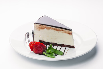 Delicious slice of Torat on a white background