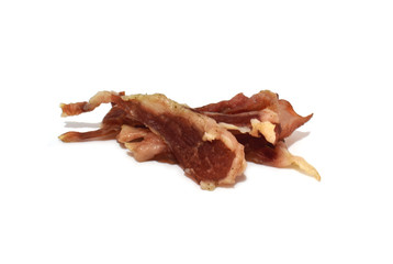Fototapeta premium Dried pork isolated on a white background. Clipping path