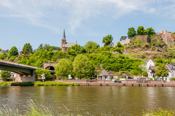 Saarburg, Evangelische Kirche, Burg, Ruine, Saar, Fluss, Brücke, Stadt, Altstadt, historische...