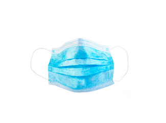 Medical surgical ear-loop mask isolated on white background. Coronavirus protection concept.