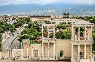 Naklejka premium Roman theatre of Philippopolis in Plovdiv, Bulgaria.Antique Theater of Plovdiv Bulgaria.Plovdiv Bulgaria,May 12 2019