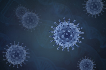 China epidemic coronavirus 2019-nCoV in Wuhan, banner with bacteria - background. Virus Infection. Medical wallpaper. Quarantine illustration. Global pandemic concept.