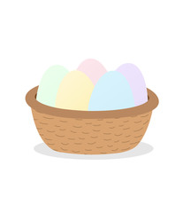 Easter eggs in a basket. Vector illustration