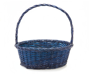 Purple wicker basket on a white background