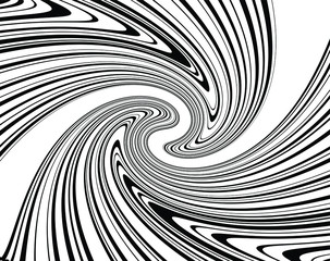 Naklejka premium Line art optical art. Psychedelic background. Monochrome background. Optical illusion style. Black dark background. Modern pattern. Abstract graphic texture. Graphic ornament. Vector template