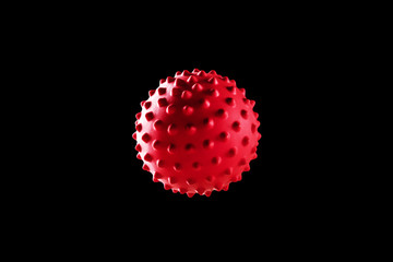 Single cell of flu COVID-19 virus on black background isolated. Coronavirus Covid-19 background. Medical concept