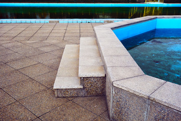 Outdoor pool in the spring before the summer season
