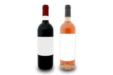 mockup of a bottle of rosé and one of red Tuscan wine, Italy