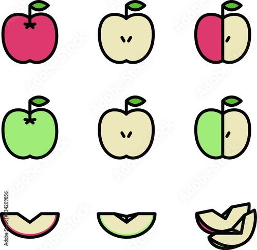 リンゴのアイコン 青りんご イラスト セット Apple Wall Mural App Yugoro