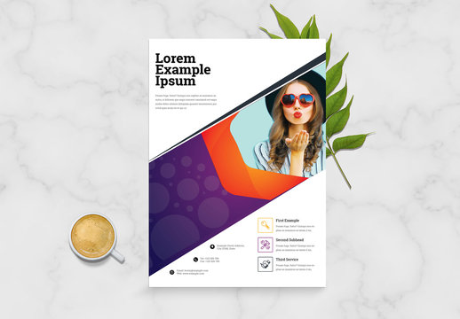 Business Flyer Layout with Purple and Orange Accents