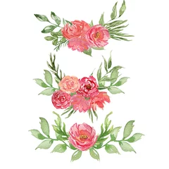 Kissenbezug Watercolor illustration of floral composition, frame. Drawn in watercolor and is suitable for all types of design and printing. © Анна Давыденкова