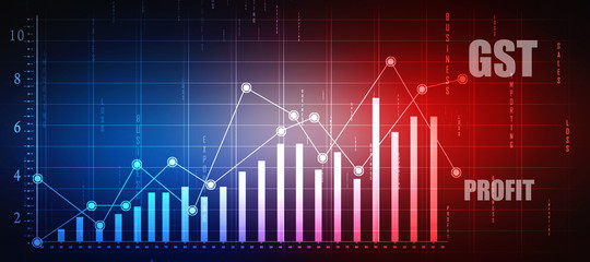 2d rendering Stock market online business concept. business Graph 