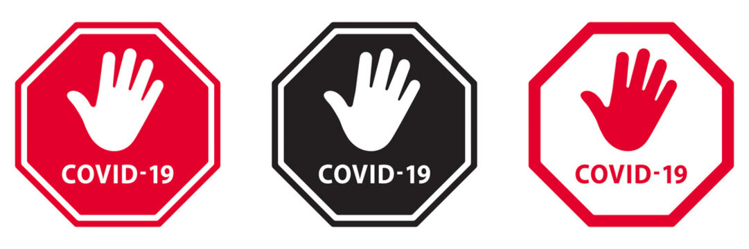 PANNEAU STOP AVEC MAIN COVID-19