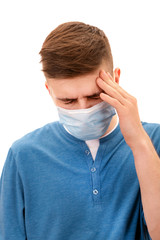 Young Man in Flu Mask
