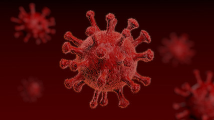 Corona Virus - Microbiology And Virology Concept -  Microscope virus close up  - 3d Rendering