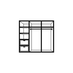 Wardrobe Icon With Outline Style Vector