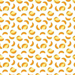 cantaloupe melon slice seamless pattern on white background. fresh cantaloupe melon vector patten.