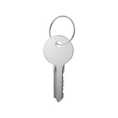 Key with a ring on a white isolated background