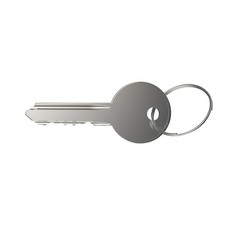 Key with a ring on a white isolated background
