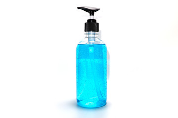 Alcohol gel on a white background to prevent the COVID-19 virus.