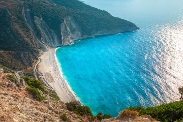View from above of the beautiful Myrtos Beach