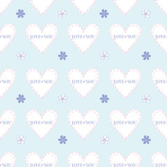Seamless vector pattern with hearts and flowers for decoration, print, textile, stationery