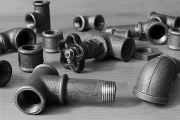 Old cast iron plumbing fittings