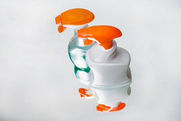 cleaning products on a white background