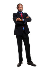 African business man full length looking at his watch