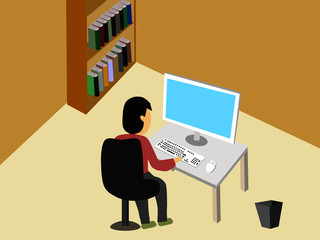 businessman working with computer in home avoid coronavirus.