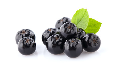Chokeberry with leaves in closeup