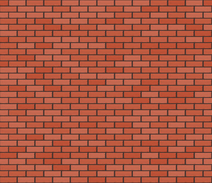 Red brown realistic brickwall. Vector seamless texture